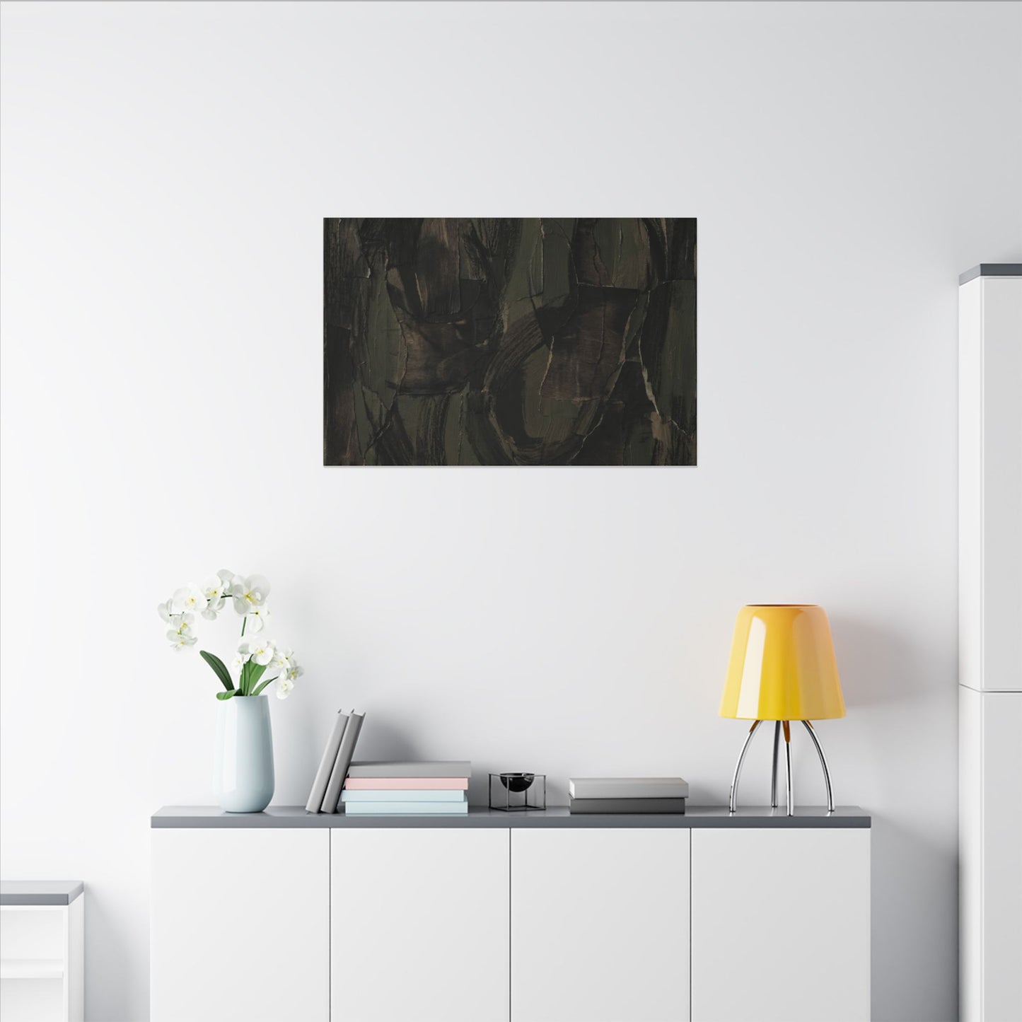 Mixed Media Dark Japandi Textured Canvas Art