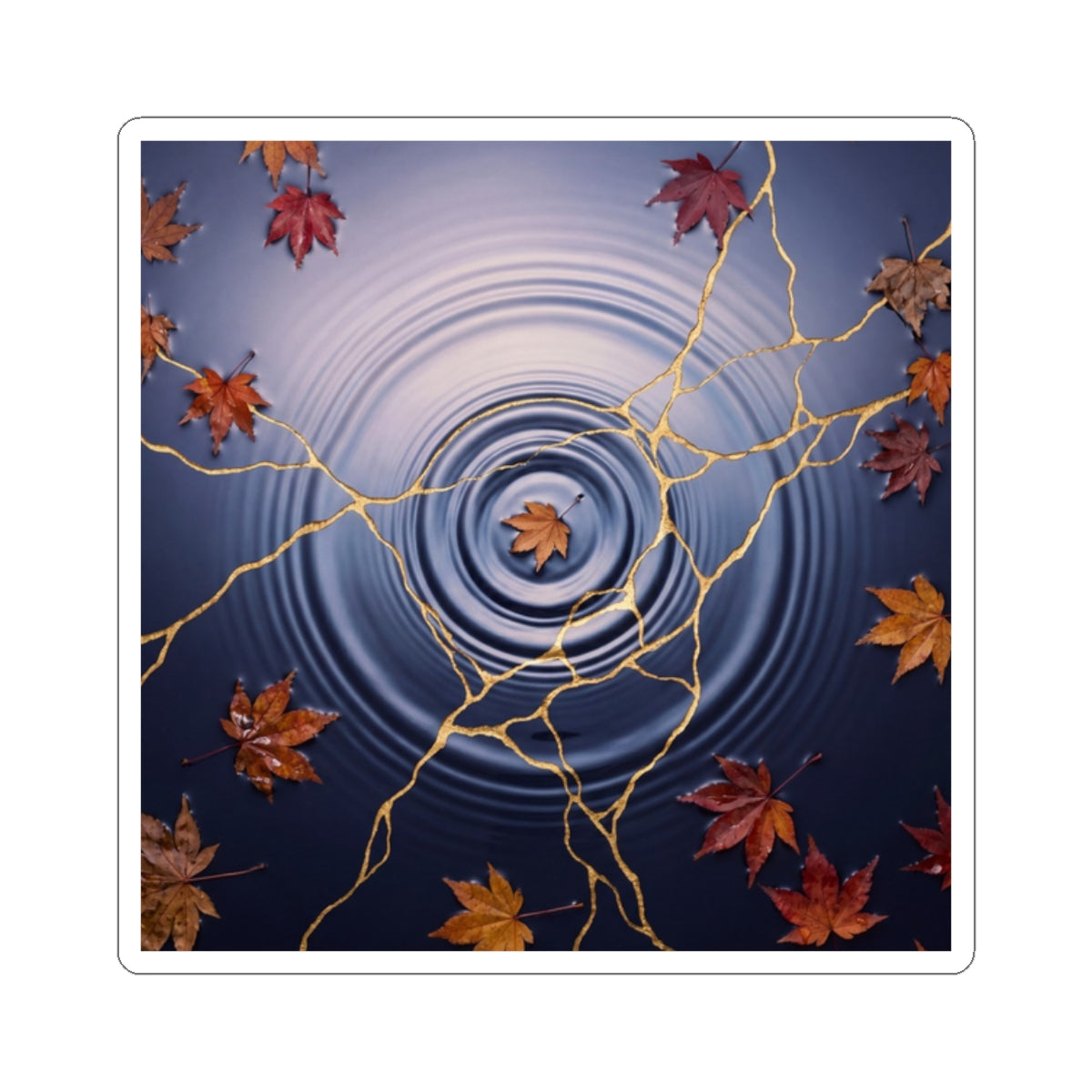 Water Ripple Autumn Sticker | Kintsugi Beautiful Design