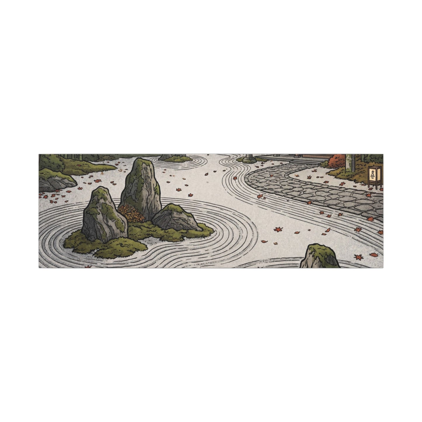 Autumn Rock Garden Ukiyo E Inspired Canvas Art | Peaceful Decor
