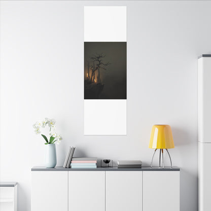 Ma Pine Tree Canvas Art - Dark Japandi Shadow Zen