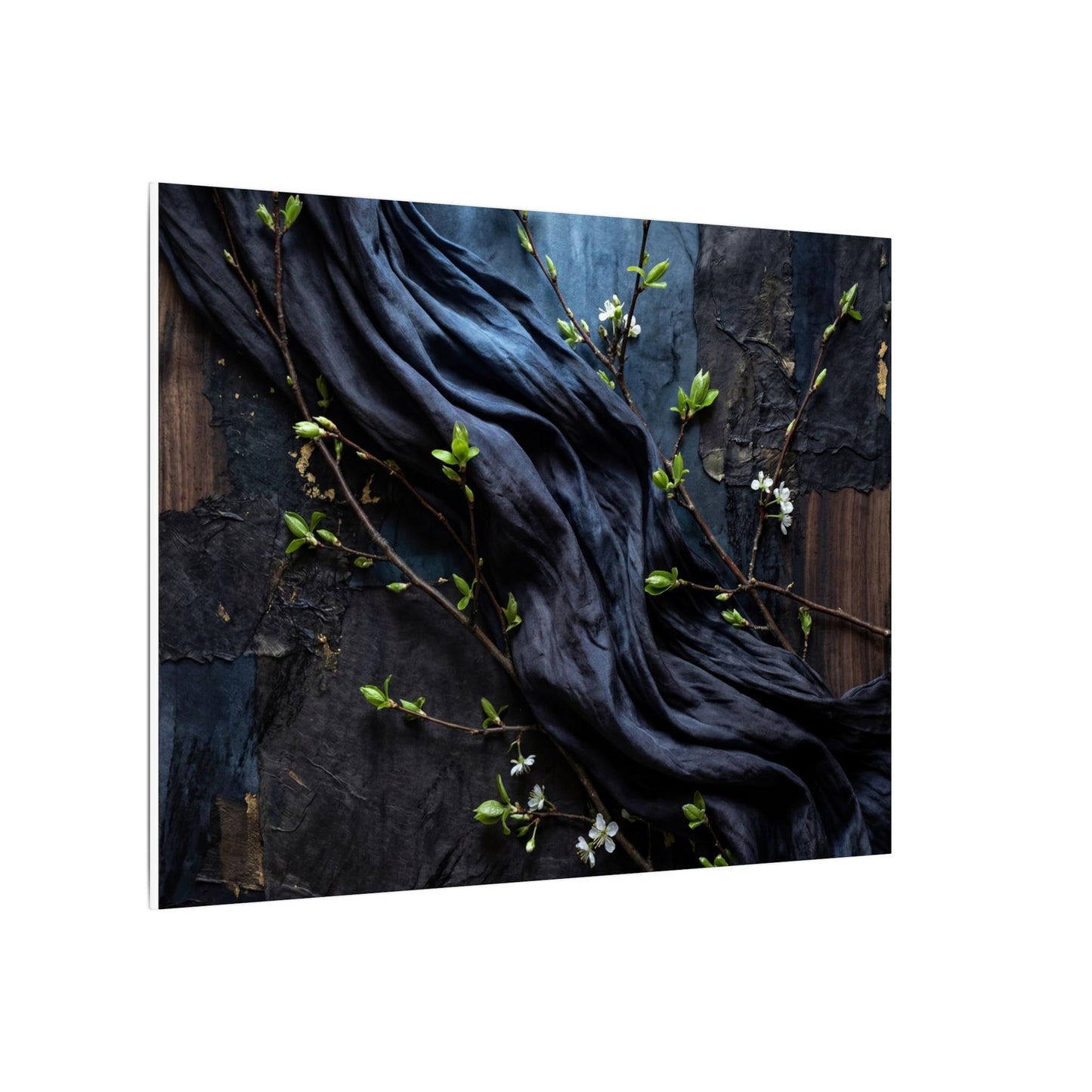 Spring Silk Drape Dark Texture Canvas Art | Atmospheric Decor