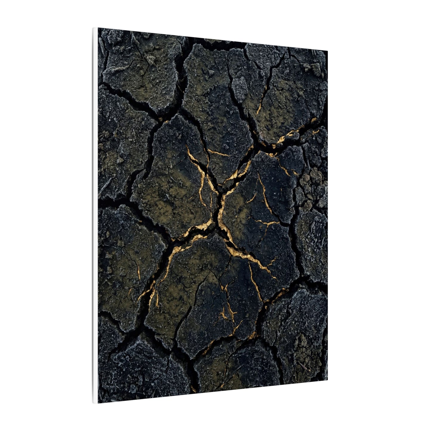 Overcast Cracked Earth Canvas Art - Dark Japandi Ma