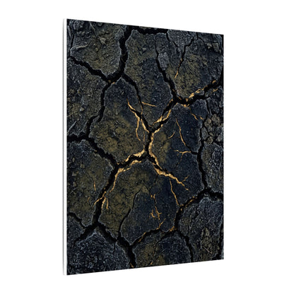 Overcast Cracked Earth Canvas Art - Dark Japandi Ma