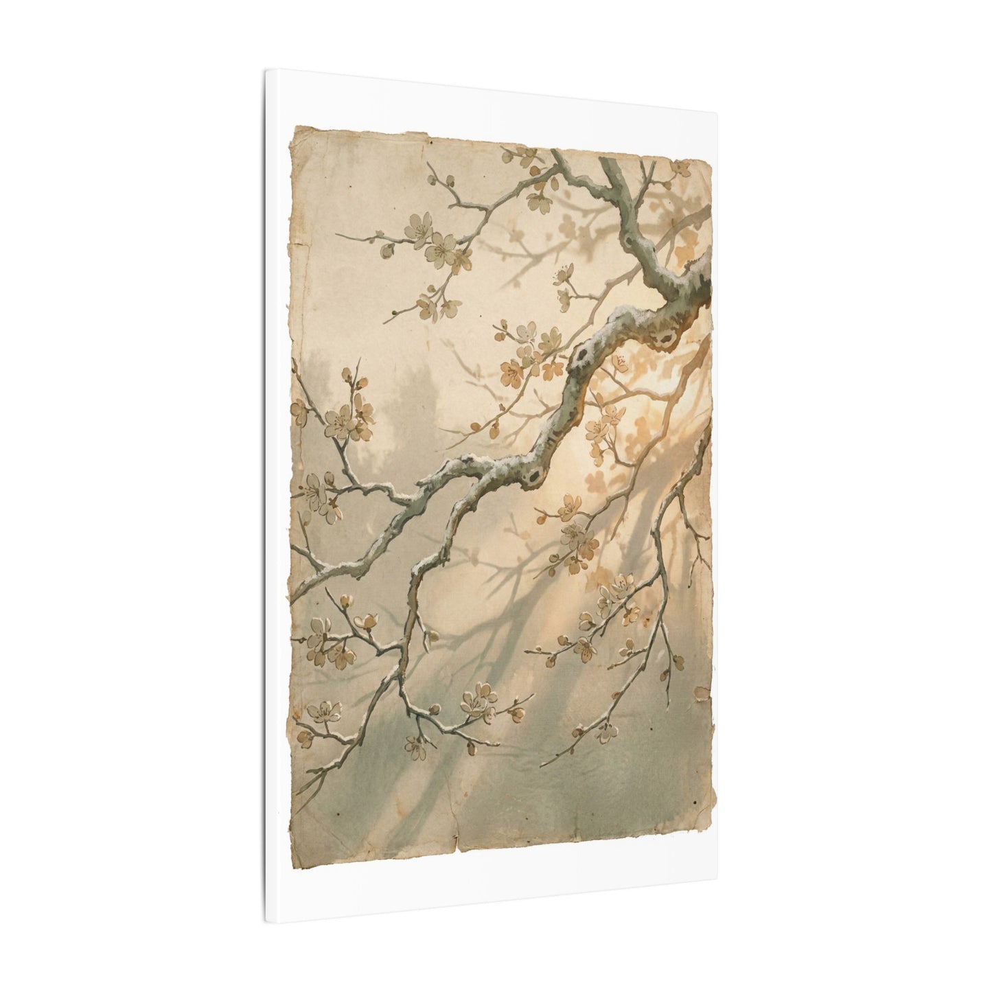 Cherry Blossom Canvas Art | Winter Japandi Japanese Pattern Art