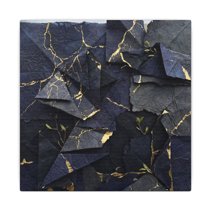 Beautiful Paper Fold Canvas Art - Crackle Gold Kintsugi