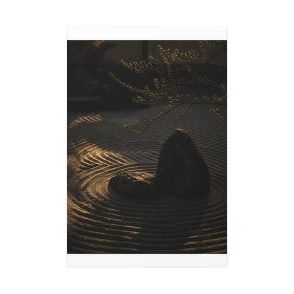 Ma Rock Garden Canvas Art - Dark Japandi Shadow Zen