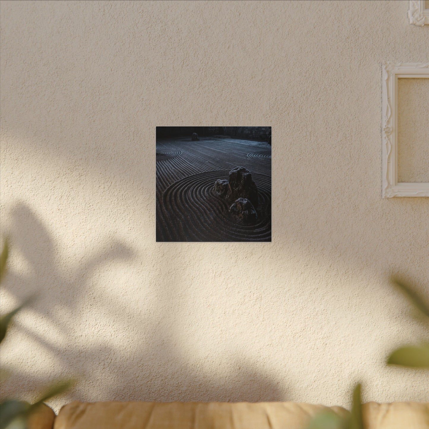 Moonlight Rock Garden Canvas Art - Dark Japandi Seijaku