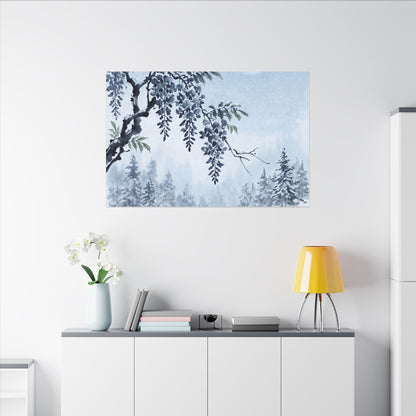 Seijaku Wisteria Canvas Art - Zen Sumi E