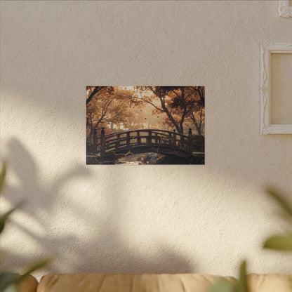 Autumn Wooden Bridge Gold Vein Canvas Art | Resilient Decor