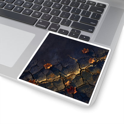 Golden Hour Cracked Earth Sticker - Dark Japandi Seijaku Art Print
