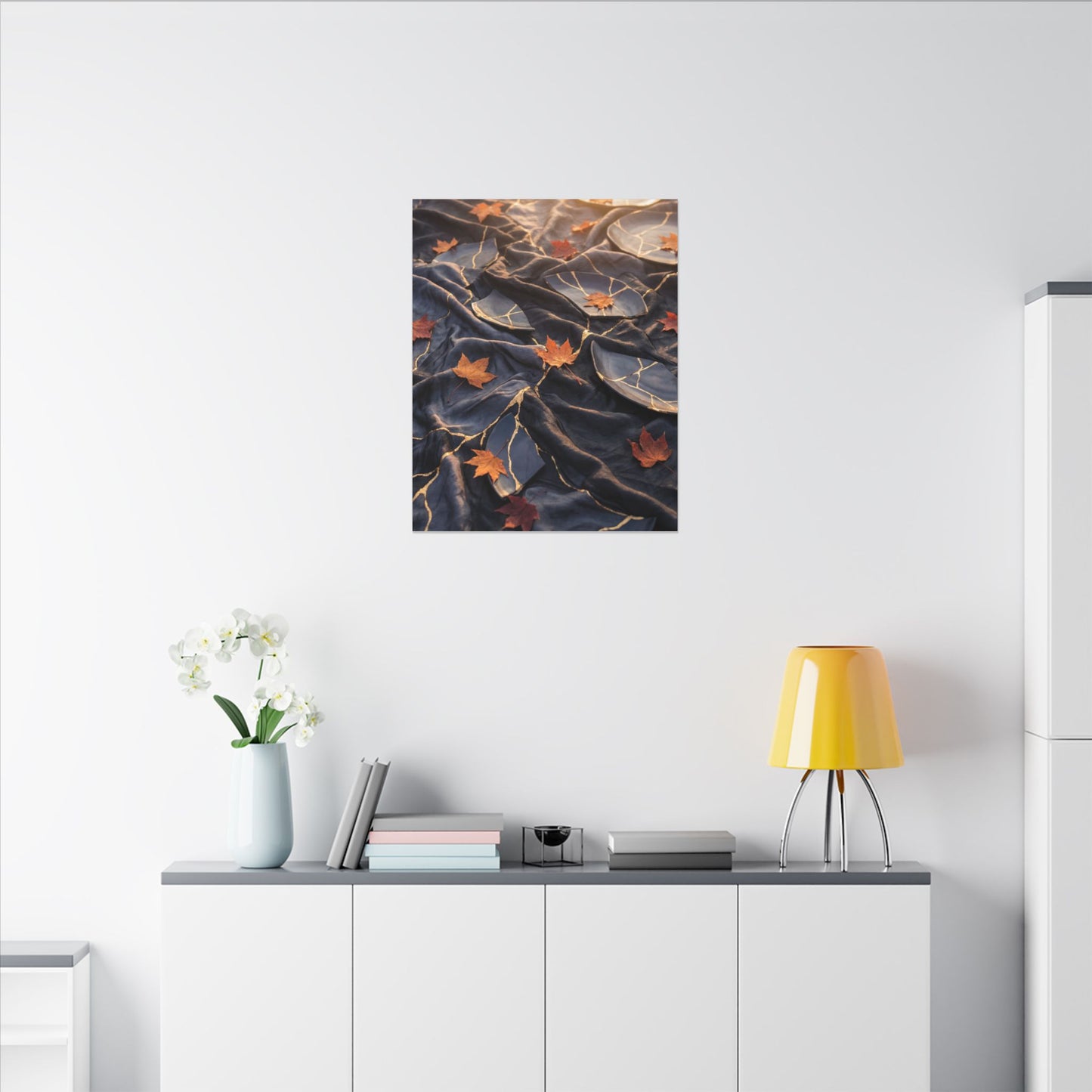 Golden Hour Silk Drape Canvas Art - Kintsugi Shibui
