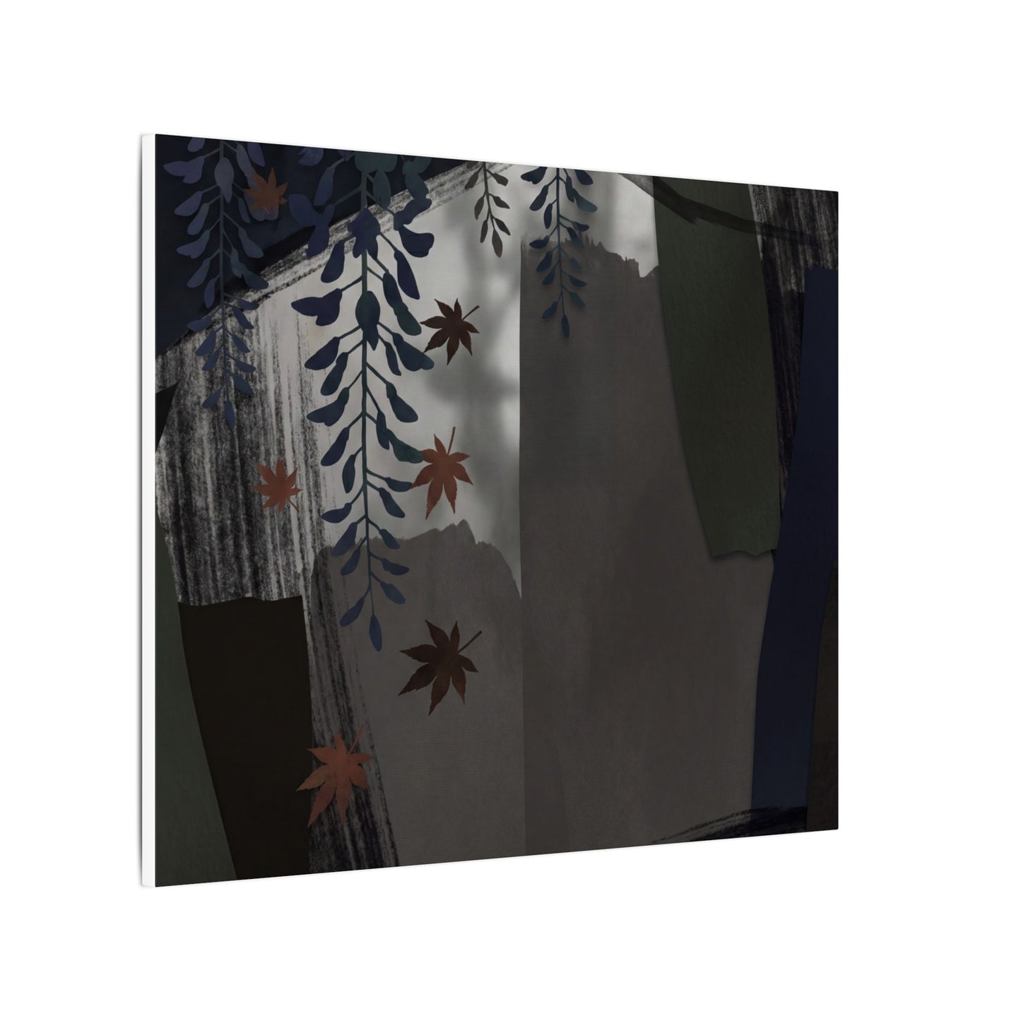 Wisteria Autumn Canvas Art | Dark Japandi Moody Design