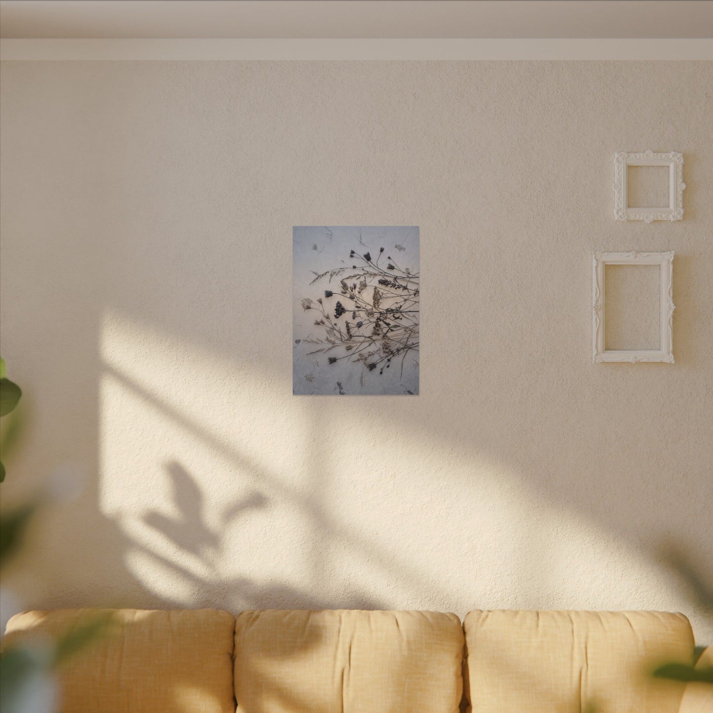Elegant Dried Flowers Canvas Art - Japanese Pattern Japandi