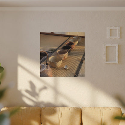 Kintsugi Tea Ceremony in Golden Hour | Gold Repair Canvas Art