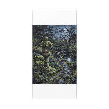 Japandi Stone Lantern in Moonlight | Texture Canvas Art
