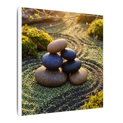 Zen River Stones in Golden Hour | Karesansui Canvas Art