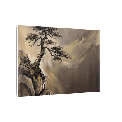 Pine Tree Charcoal Ink Canvas Art | Luxurious Dark Japandi Art