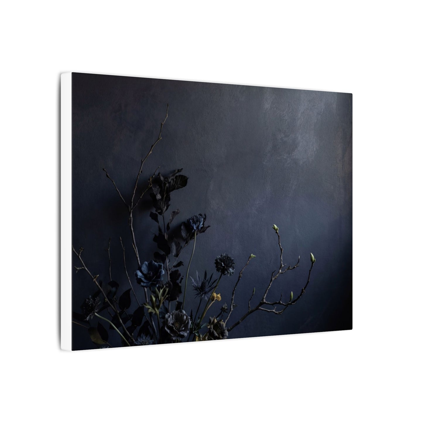 Dried Flowers Spring Canvas Art | Dark Japandi Moody Design