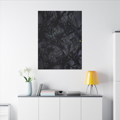 Shadow Play Spring Canvas Art | Dark Japandi Atmospheric Design