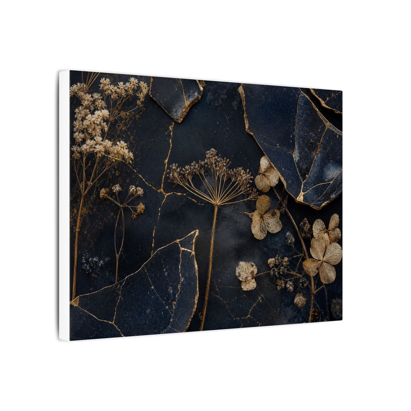 Philosophical Dried Flowers Canvas Art - Broken Beauty Kintsugi