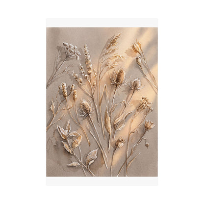 Dried Flowers Winter Wall Art Print | Japandi Earthy Design