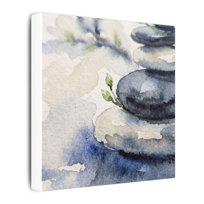 River Stones Watercolor Canvas Art | Cozy Japandi Art