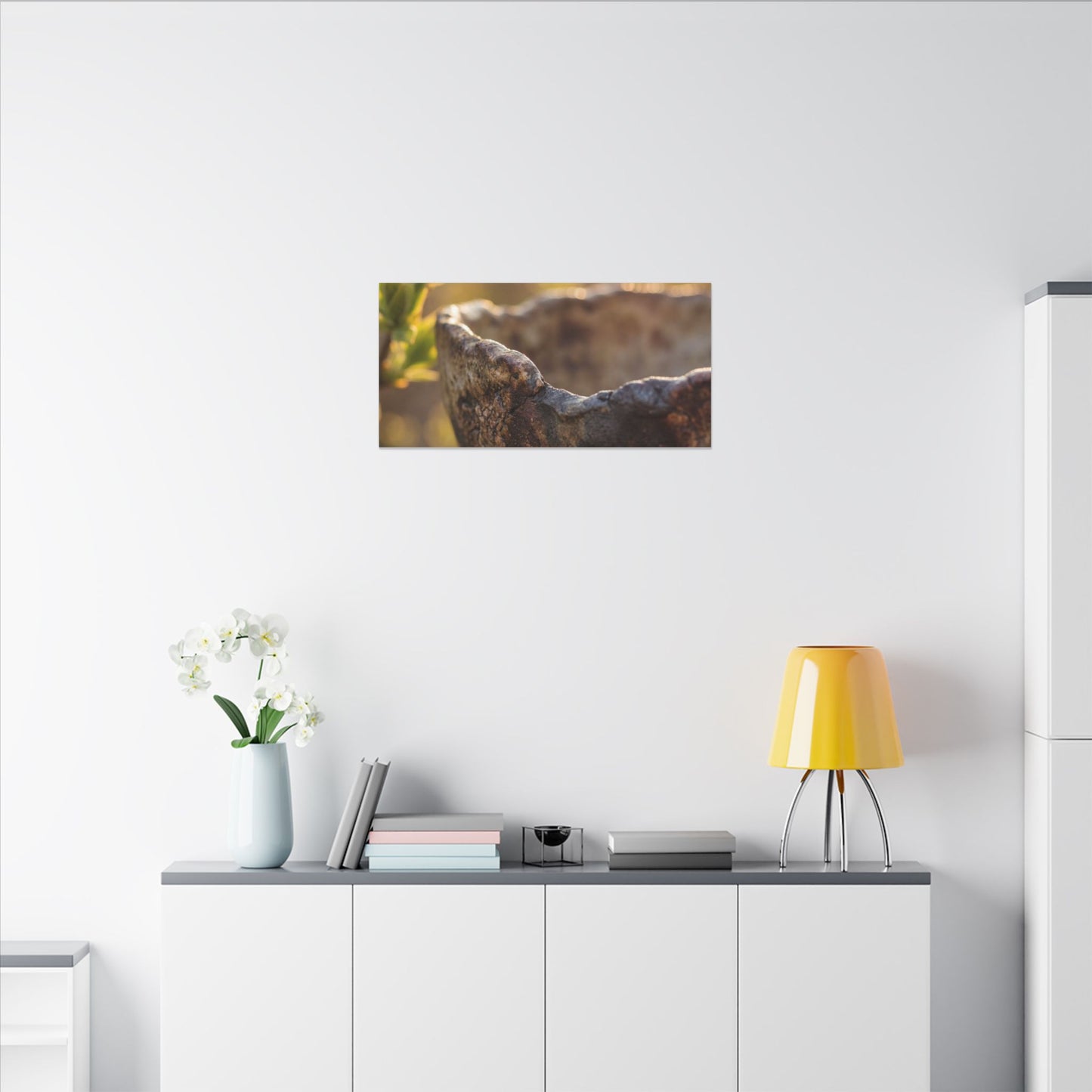Golden Hour Ceramic Bowl Canvas Art - Dark Japandi Ma
