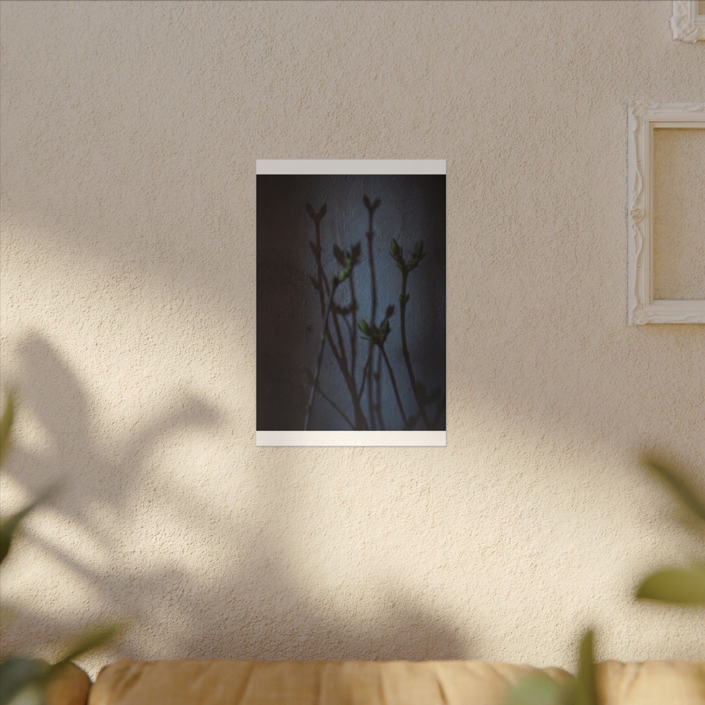 Shadow Play Spring Canvas Art | Dark Japandi Sophisticated Design