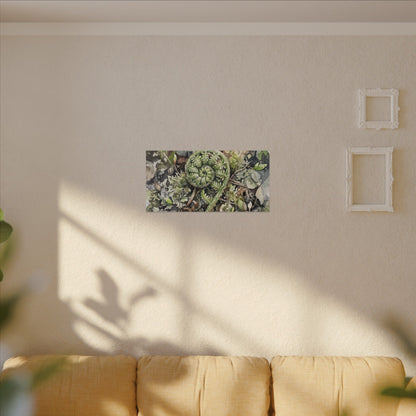 Fern Unfurling Spring Canvas Art | Japandi Neutral Design