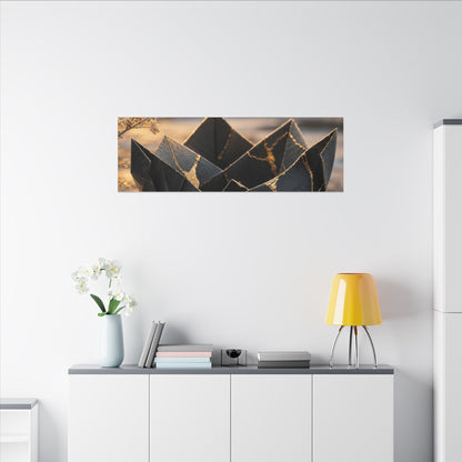 Kintsugi Paper Fold in Golden Hour | Gold Repair Canvas Art