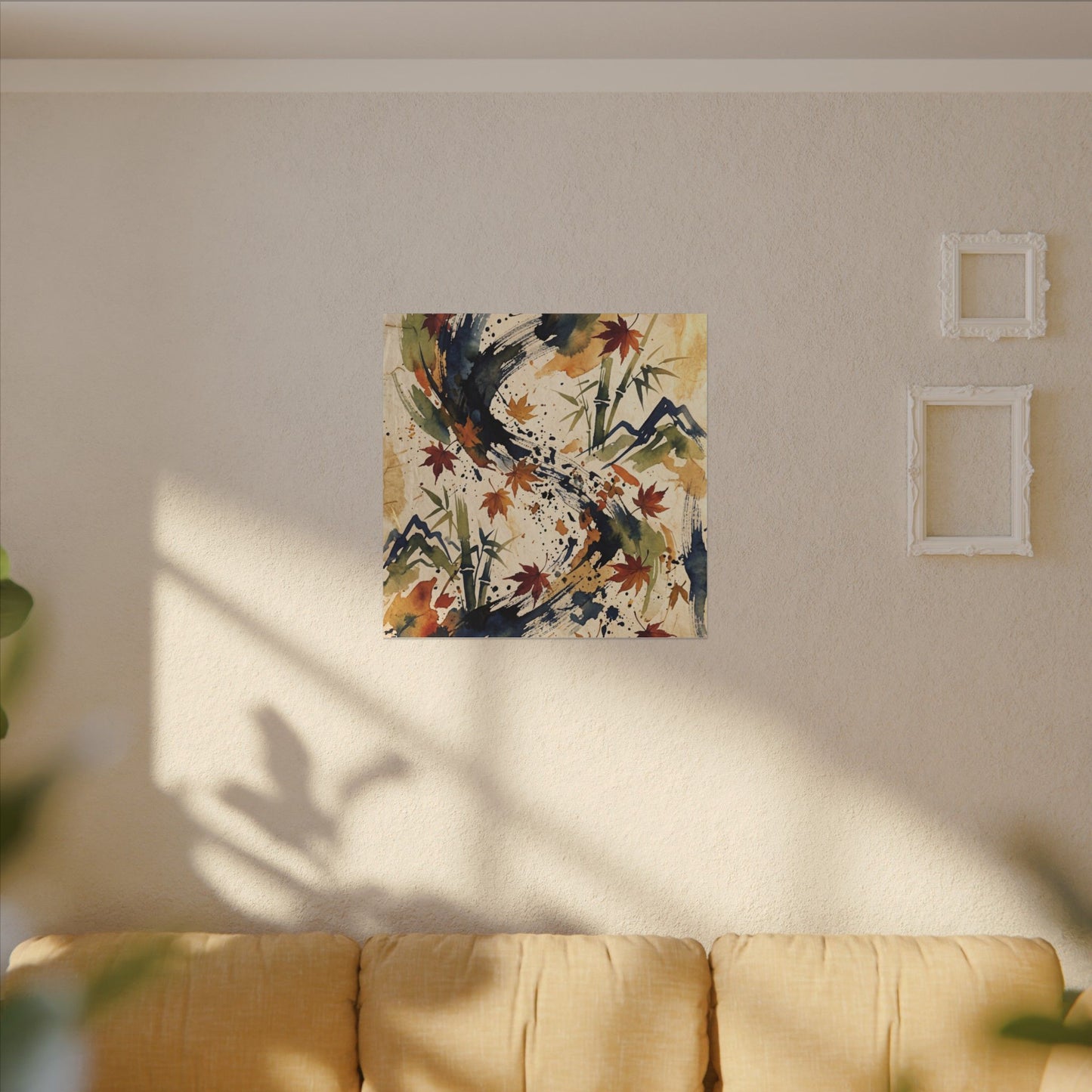 Golden Hour Ink Brushstroke Canvas Art - Zen Shibui