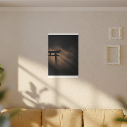 Torii Gate Shadow Zen Canvas Art | Bold Dark Japandi Art