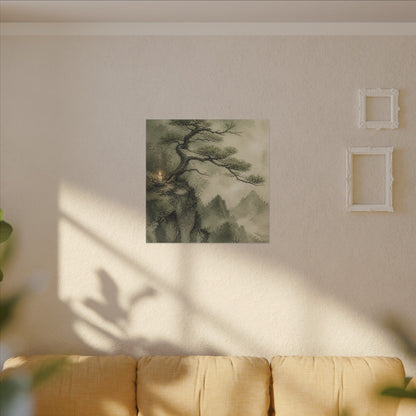 Candlelight Pine Tree Canvas Art - Japandi Kanso