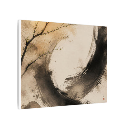 Japandi Ink Brushstroke in Golden Hour | Watercolor Canvas Art