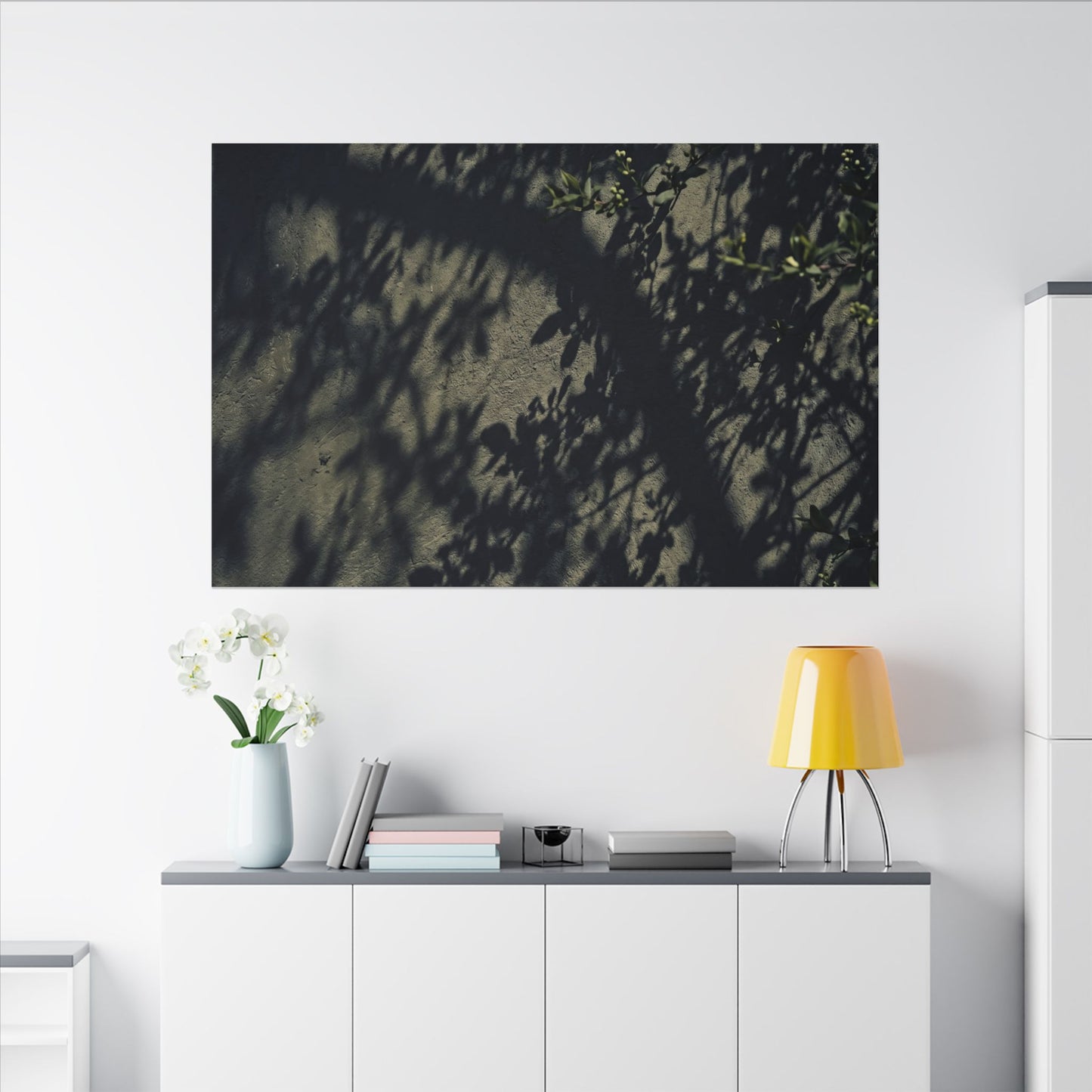 Atmospheric Shadow Play Canvas Art - Moody Minimal Dark Japandi