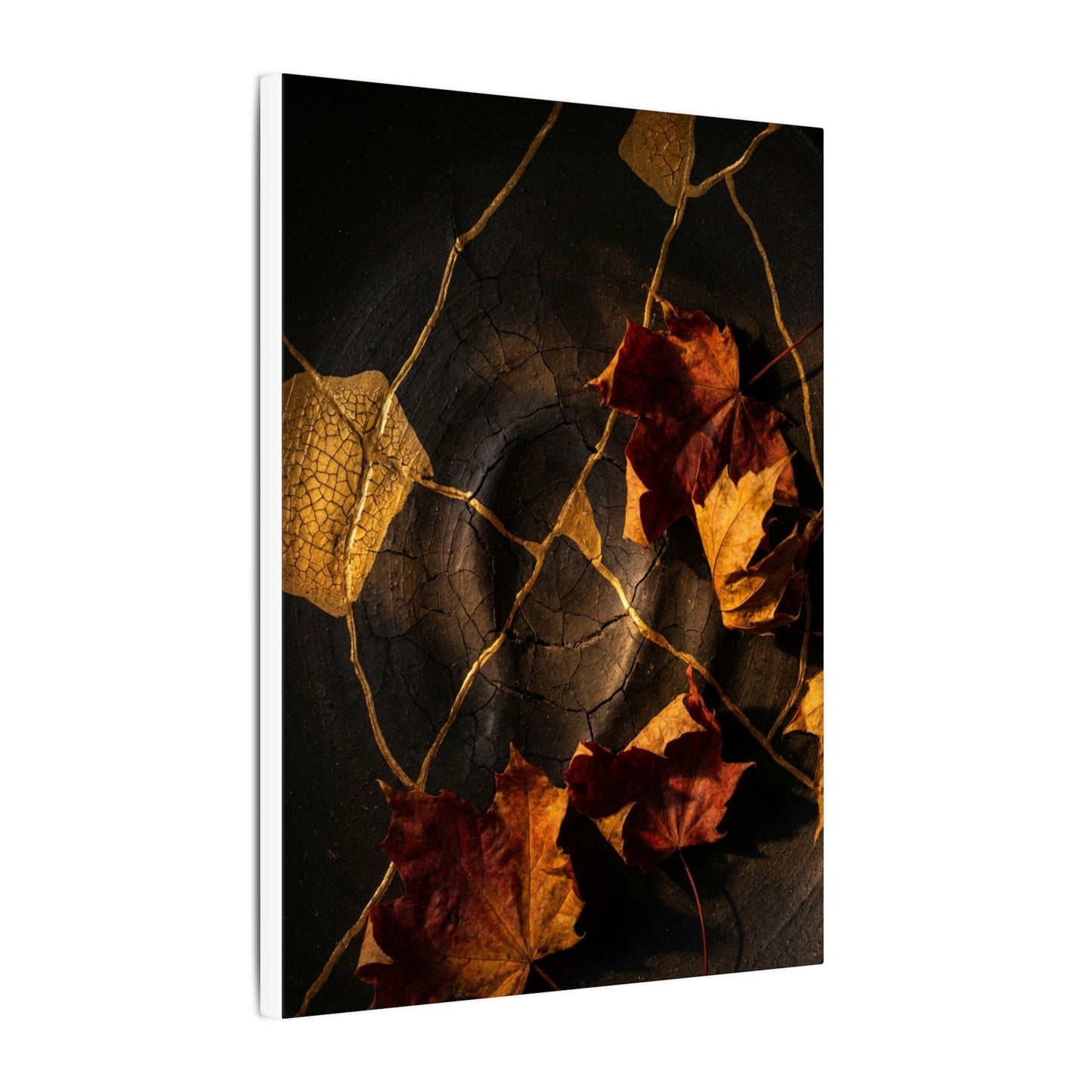 Resilient Shadow Play Canvas Art - Crackle Gold Kintsugi