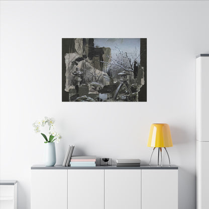 Winter Moonlit Garden Dark Texture Canvas Art | Moody Decor