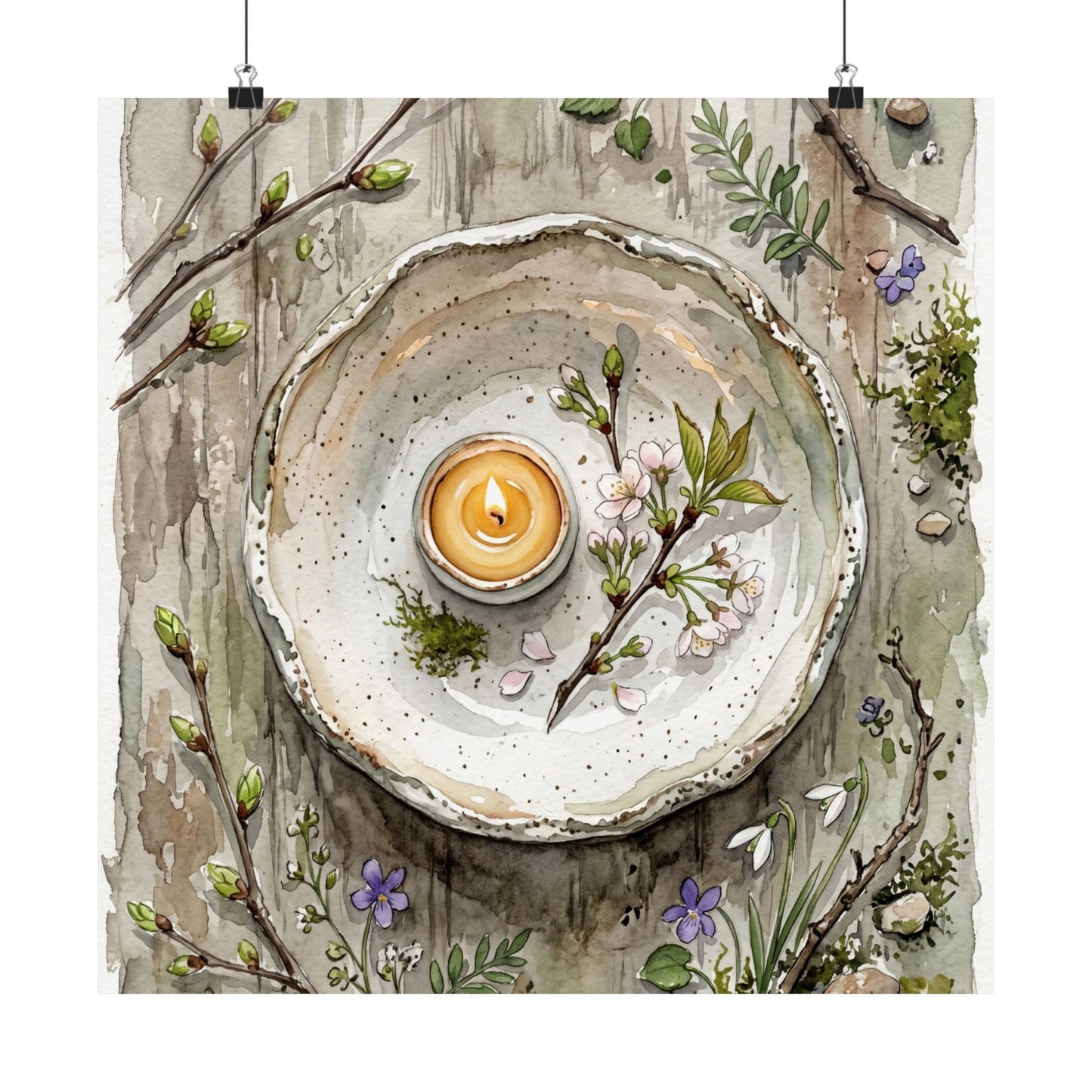 Spring Ceramic Bowl Watercolor Wall Art Print | Elegant Decor