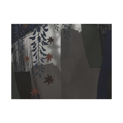 Wisteria Autumn Canvas Art | Dark Japandi Moody Design