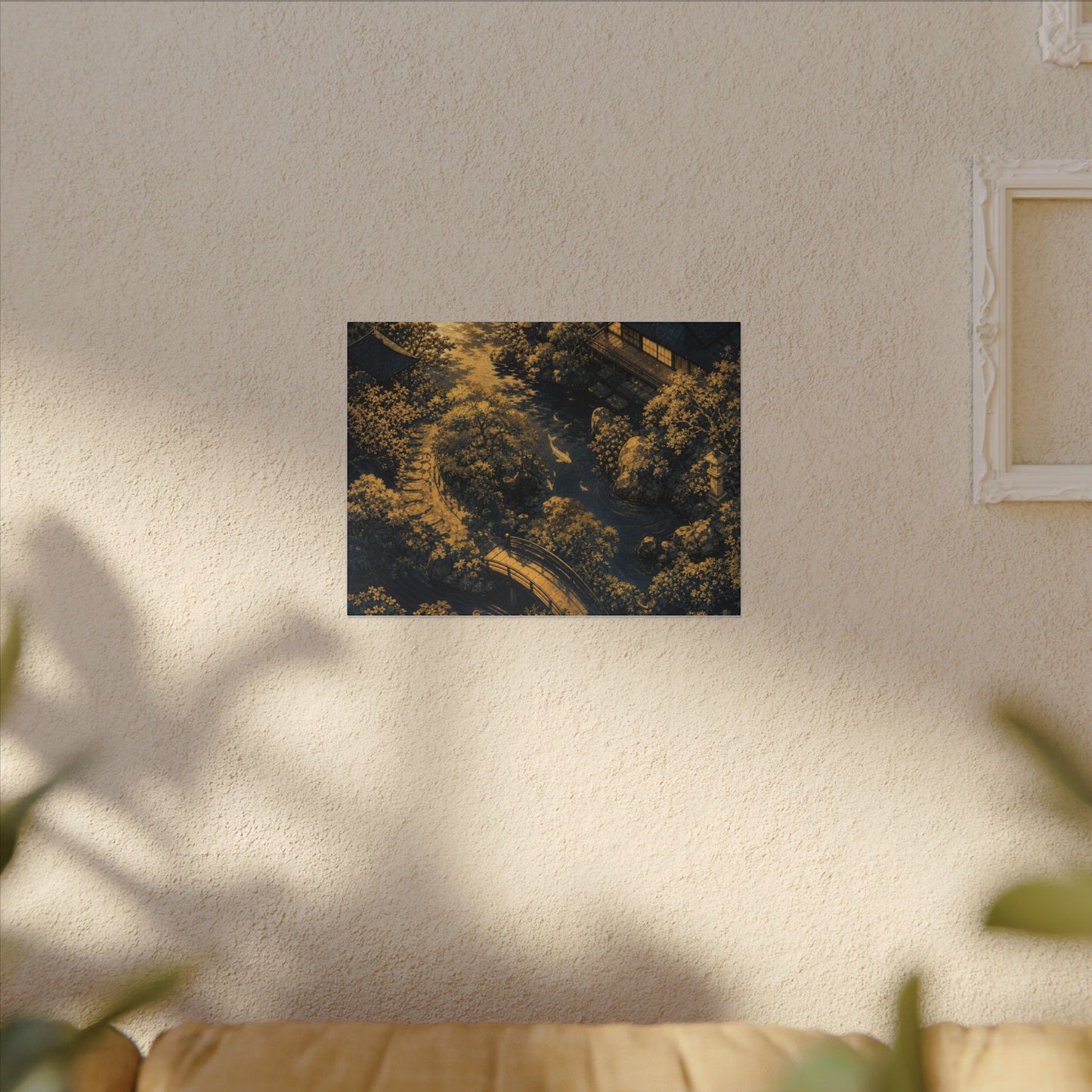 Contemplative Moonlit Garden Canvas Art - Ukiyo E Inspired Zen