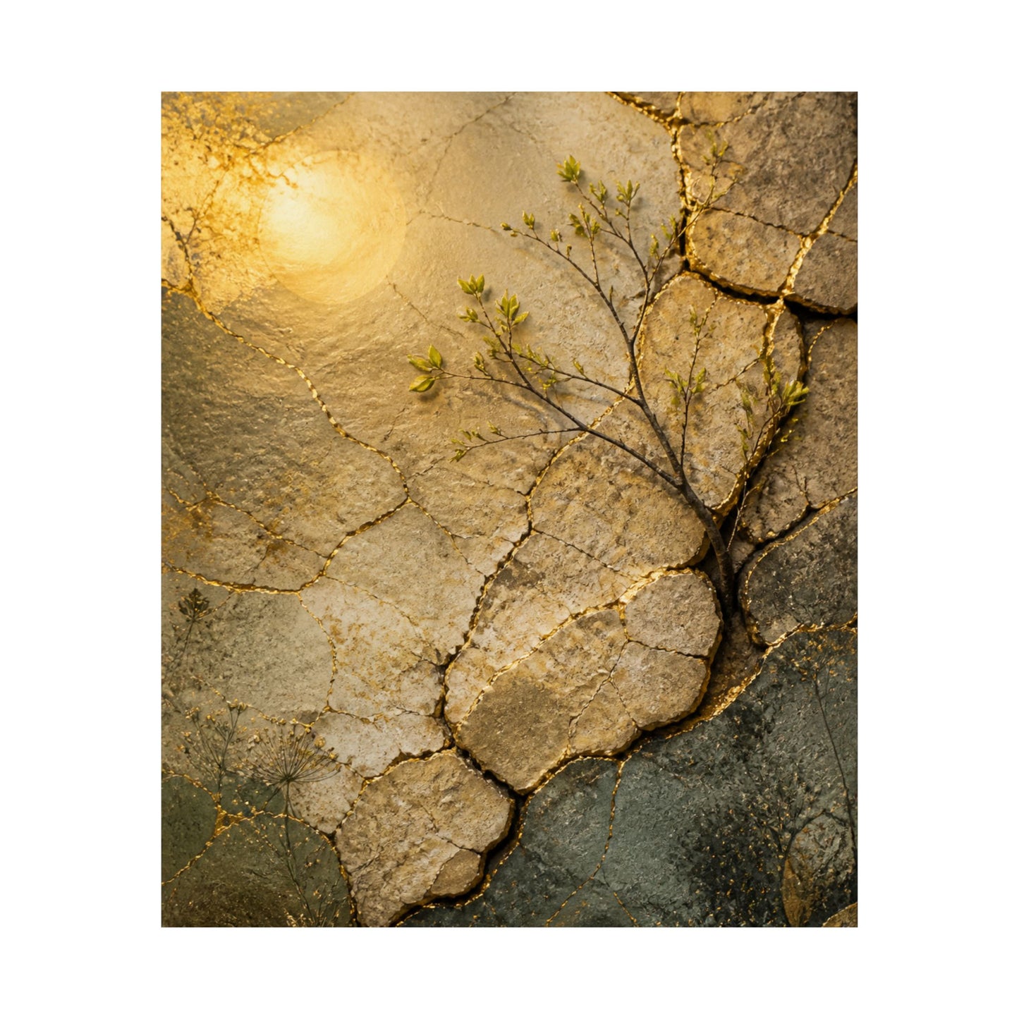 Cracked Earth Texture Wall Art Print | Earthy Japandi Art