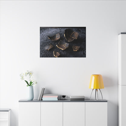 Winter Broken Pottery Shadow Zen Canvas Art | Bold Decor