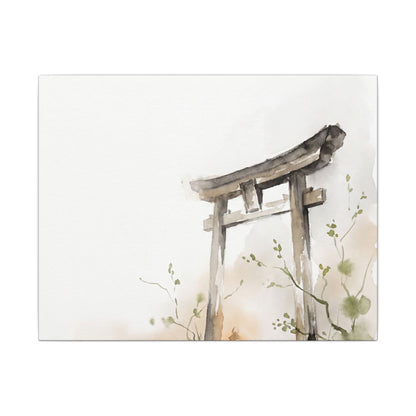 Fukinsei Torii Gate Canvas Art - Japandi Watercolor