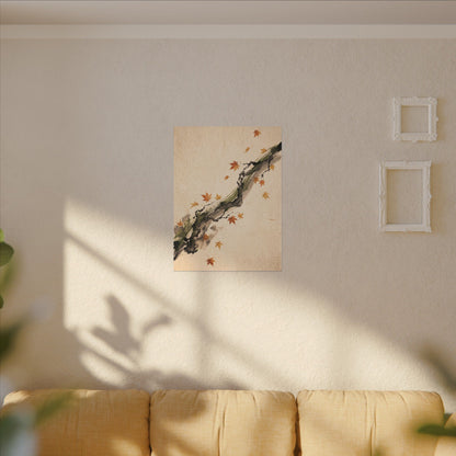 Ink Brushstroke Autumn Canvas Art | Zen Calm Design
