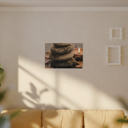 River Stones Canvas Art | Autumn Japandi Texture Art