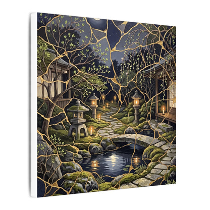 Kintsugi Moonlit Garden in Candlelight | Gold Vein Canvas Art