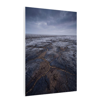 Dark Japandi Cracked Earth in Overcast | Dark Texture Canvas Art
