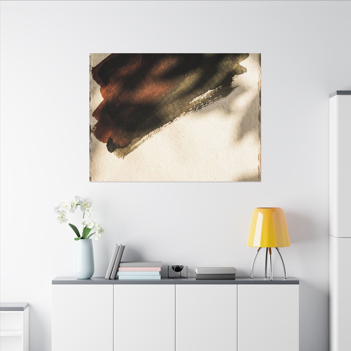 Ink Brushstroke Canvas Art | Summer Dark Japandi Moody Minimal Art