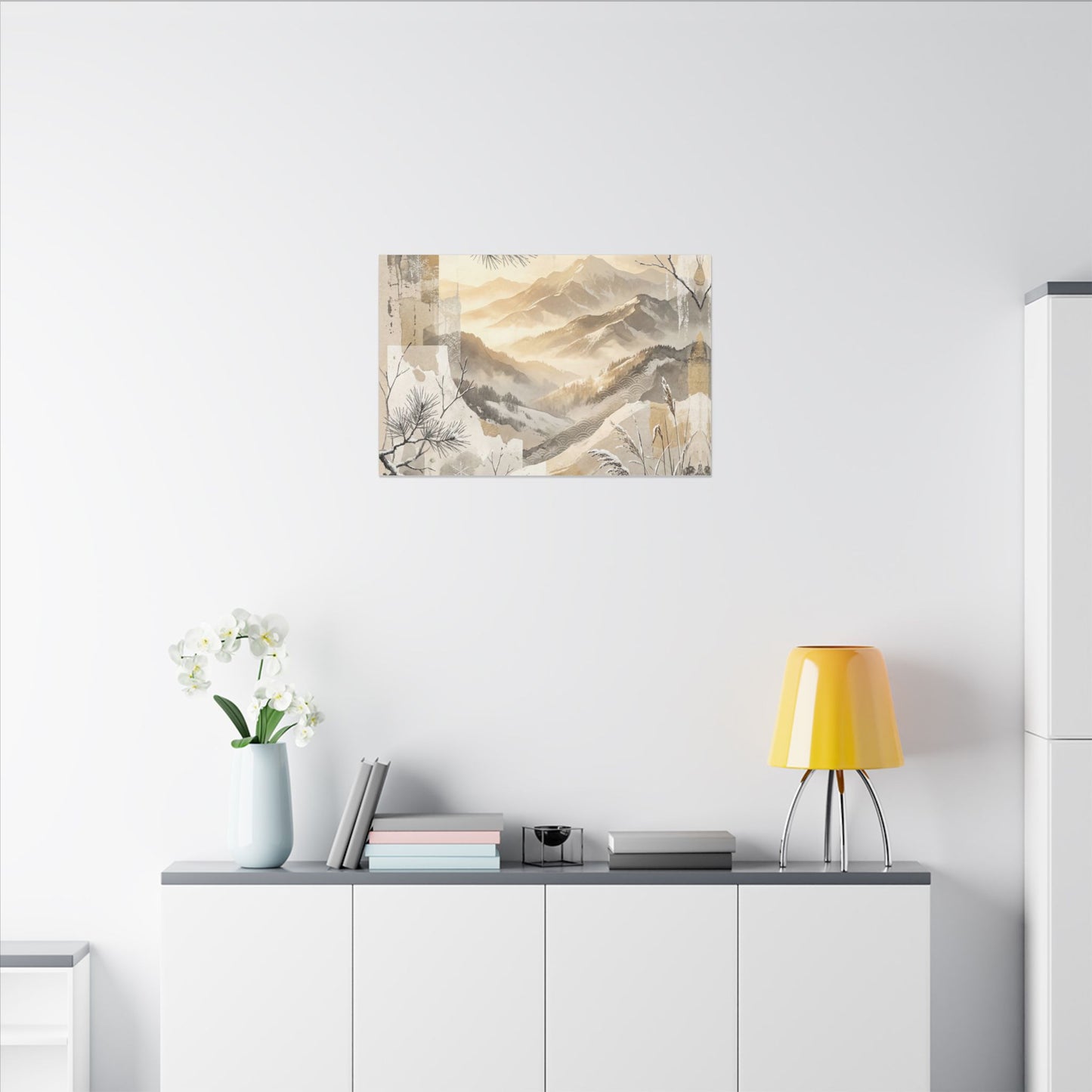 Shibui Mountain Mist Canvas Art - Japandi Japanese Pattern