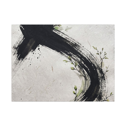 Ink Brushstroke Spring Canvas Art | Dark Japandi Sophisticated Design